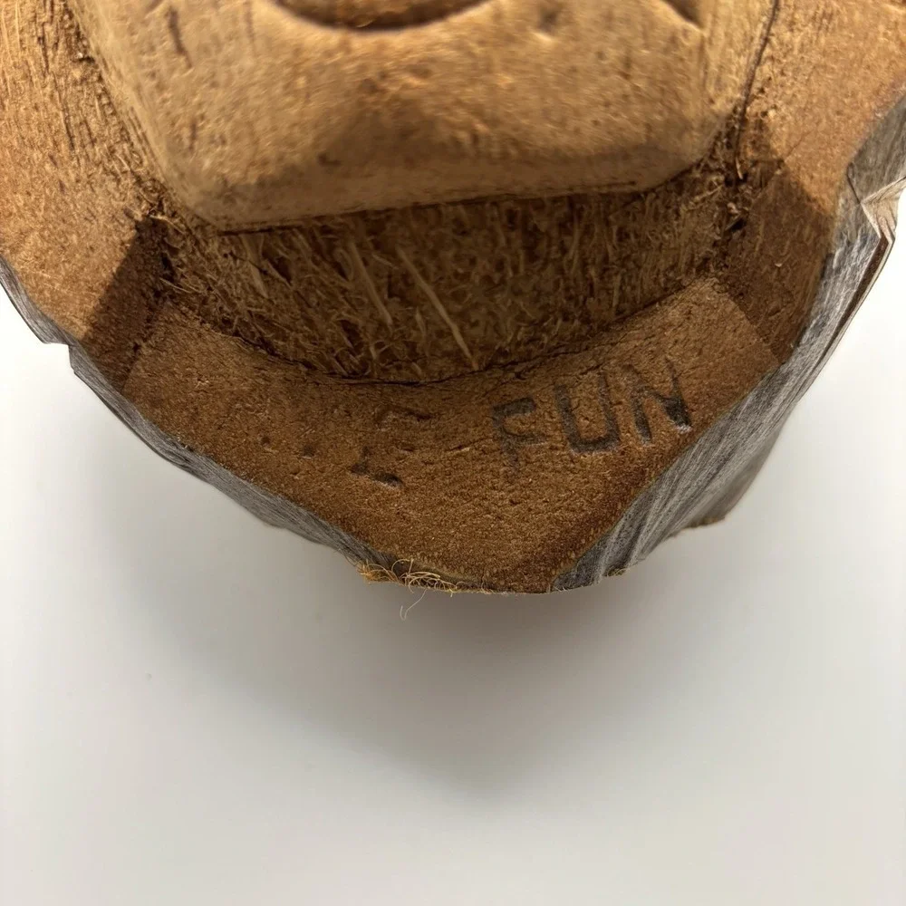 Hand Carved Coconut Monkey Bank Raw‎ from Indonesia 8x6x6